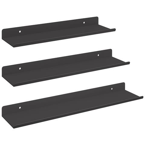 Scaffale da parete con lo scaffale 3 pcs Nero 80 x 9 x 2.5 cm - Foto 1