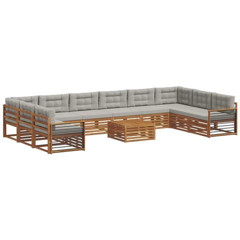 Set divani con cuscino 11 pcs Grigio Naturale e Chiaro - Foto 1