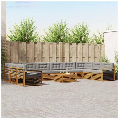 Set divani con cuscino 11 pcs Grigio Naturale e Chiaro - Foto 2