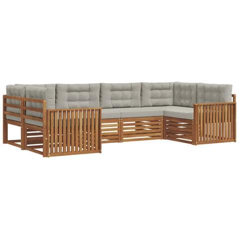 Set divani con cuscino 6 pcs Grigio Naturale e Chiaro - Foto 1