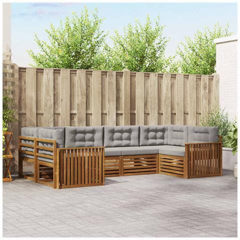 Set divani con cuscino 6 pcs Grigio Naturale e Chiaro - Foto 2