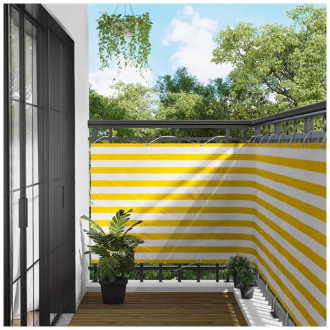 Schermo da balcone Giallo e Bianco 110 x 800 cm Tessuto Oxford - Foto 2