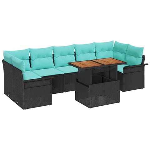 Set Divano da Giardino con archiviazione 8 pcs Nero Poly Rattan - Foto 1