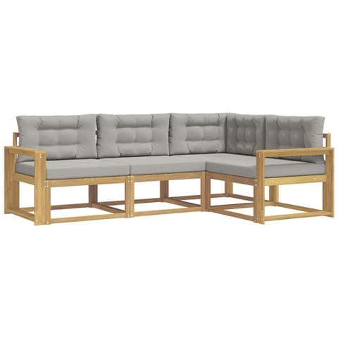 Set di divani da esterno 3 pcs Bianco e Grigio Chiaro - Foto 1