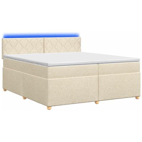 Letto box spring con materasso Crema 200 x 200 cm Tessuto - Foto 1