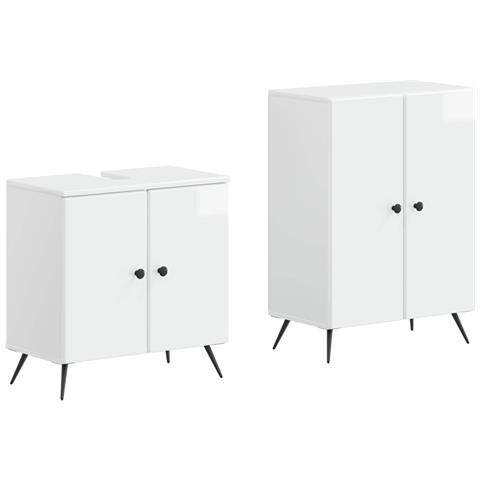 Set di Armadi da Bagno da 2 Pezzi BREDA Bianco Lucido - Foto 1