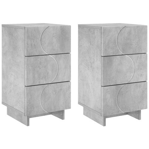 Comodino 2 pz Grigio Cemento 33,5 x 34,5 x 60 cm - Foto 1