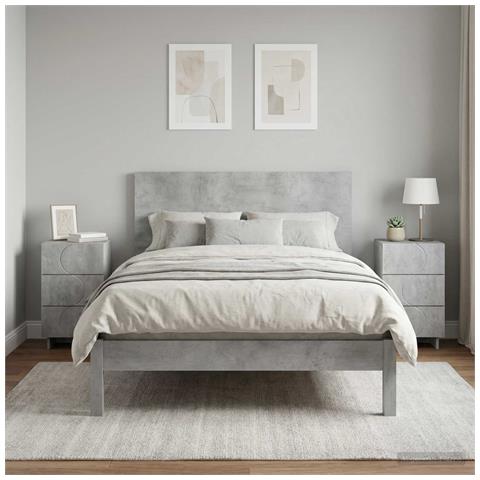 Comodino 2 pz Grigio Cemento 33,5 x 34,5 x 60 cm - Foto 2