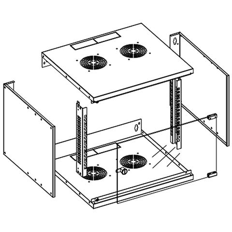 Armadio Rack 19" 6U I-CASE EL-1006B45 500x450 Mm Nero - Foto 3