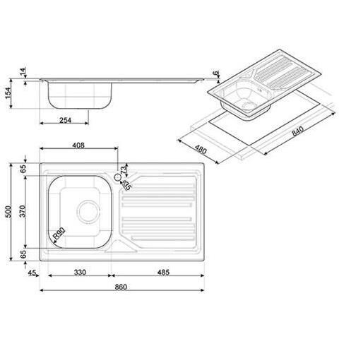 Lavello LYP861D 1 Vasca Dimensione 33 x 37 cm Colore Acciaio Inox - Foto 3