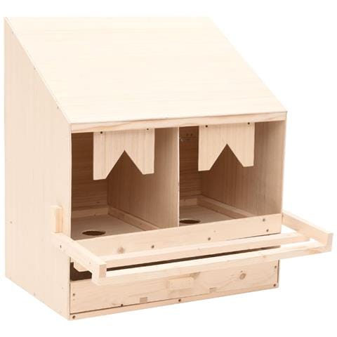 Casetta Cova per Galline 2 Scomparti 63x40x65 cm Legno di Pino - Foto 1