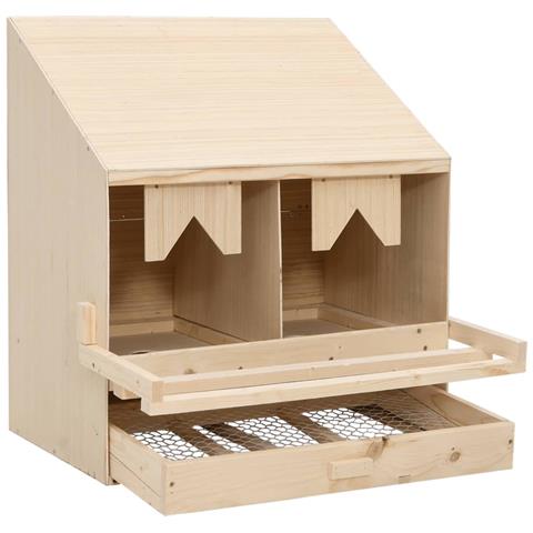 Casetta Cova per Galline 2 Scomparti 63x40x65 cm Legno di Pino - Foto 2