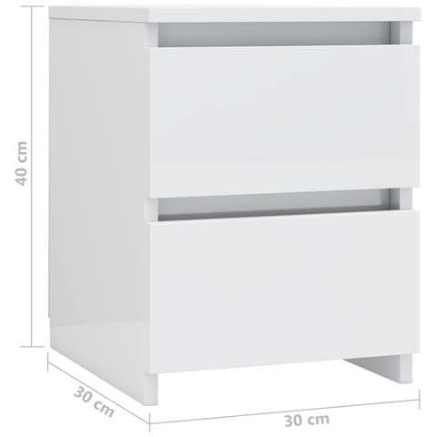 Comodino Bianco Lucido 30x30x40 cm in Legno Multistrato - Foto 6