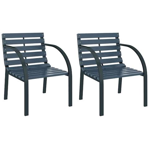 Sedie da Giardino 2 pz Grigie in Legno - Foto 1