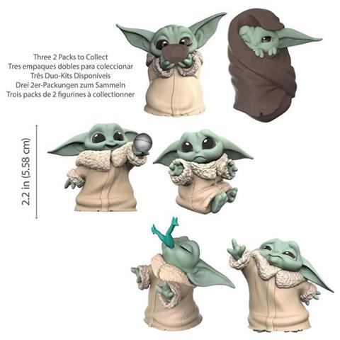 Star Wars The Mandalorian - Confezione Da 2 Figure Baby Bounties The Child Baby Yoda 5,5 Cm - Bere La Sua Zuppa E Nella Sua Coperta - Foto 2