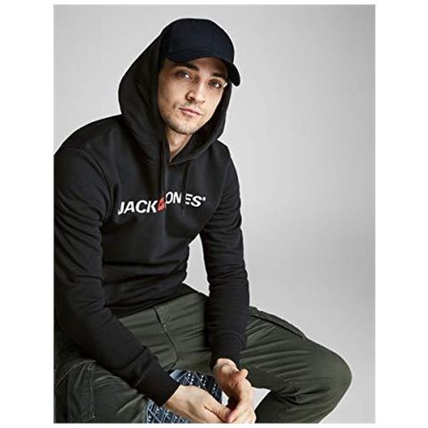 Jack Jones Uomo Jjecorp Logo Sweat Hood Noos Con Cappuccio Nero (black Dettaglio Reg Fit) X-small - Foto 4