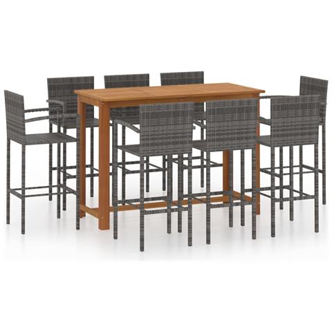 Set Bar da Giardino 9 pz Grigio - Foto 1