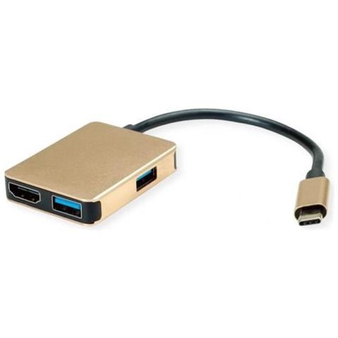 12.02.1120 replicatore di porte e docking station per notebook Cablato USB 3.2 Gen 1 (3.1 Gen 1) Type-C Oro - Foto 1