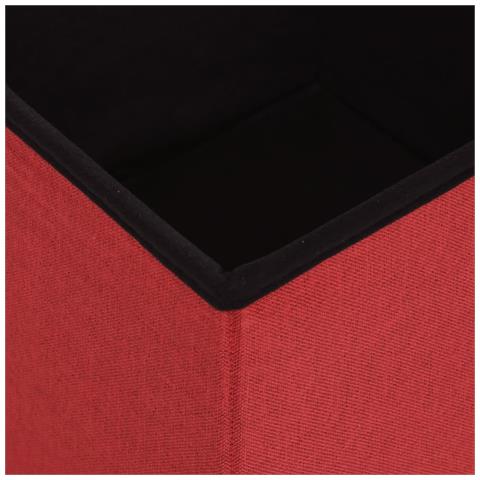 Sgabello Con Contenitore Pieghevole Rosso Vino In Simil Lino - Foto 2