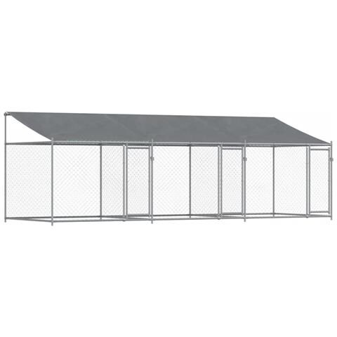 Gabbia Cani con Tetto e Porte Grigia 6x2x2 m in Acciaio Zincato - Foto 1
