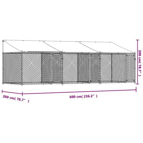 Gabbia Cani con Tetto e Porte Grigia 6x2x2 m in Acciaio Zincato - Foto 8