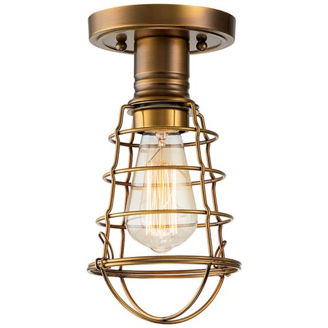 Plafoniera Industrial Nordica Mixon Acciaio Ottone Anticato 1 Luce E27 - Foto 1