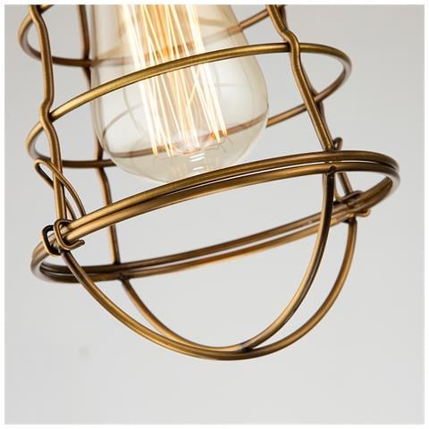 Plafoniera Industrial Nordica Mixon Acciaio Ottone Anticato 1 Luce E27 - Foto 2