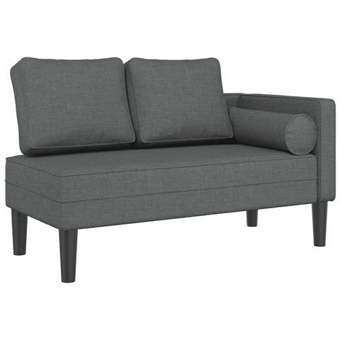 Chaise Longue Con Cuscini Grigio Scuro In Tessuto - Foto 1