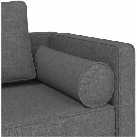 Chaise Longue Con Cuscini Grigio Scuro In Tessuto - Foto 8