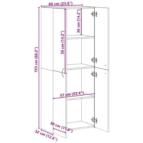 Schedario Rovere Fumo 60x32x153 Cm In Truciolato - Foto 2