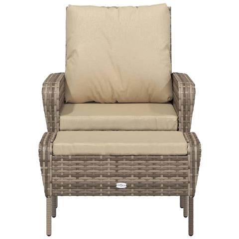 Poltrona Da Giardino Con Poggiapiedi Polyrattan Marrone Chiaro - Foto 2