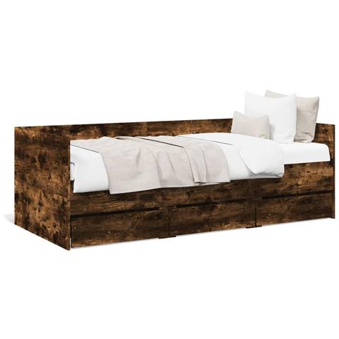 Divano Letto Con Cassetti Senza Materasso Rovere Fumo 100x200cm - Foto 2