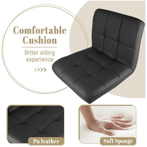 4 X Sgabelli Da Bar Moderni Girevoli Sedia Cucina Alta Con Schienale In Simipelle E Poggiapiedi, Regolabile E Girevole, 44 X 50 X (91-144) Cm, Nero - Foto 2