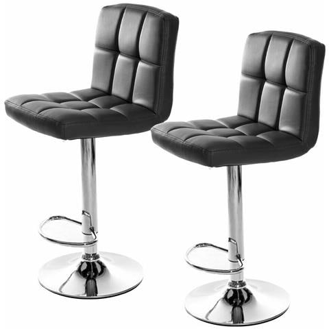 4 X Sgabelli Da Bar Moderni Girevoli Sedia Cucina Alta Con Schienale In Simipelle E Poggiapiedi, Regolabile E Girevole, 44 X 50 X (91-144) Cm, Nero - Foto 1