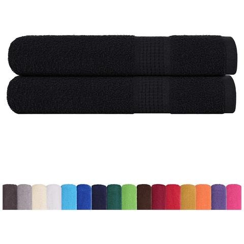 Asciugamani 2 Pz Neri 100x200 Cm 360 G /m 100% Cotone - Foto 2