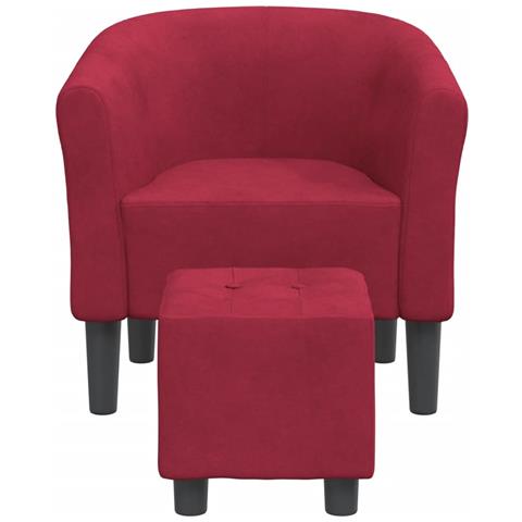 Poltrona Cabriolet Con Poggiapiedi Rosso Vino In Velluto - Foto 3