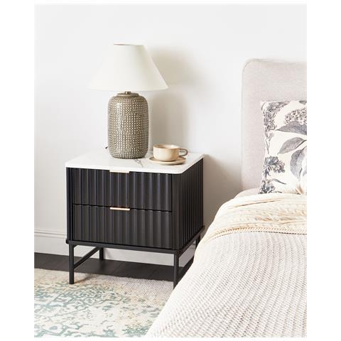 Comodino 2 Cassetti Glastonbury Marmo /nero - Foto 1