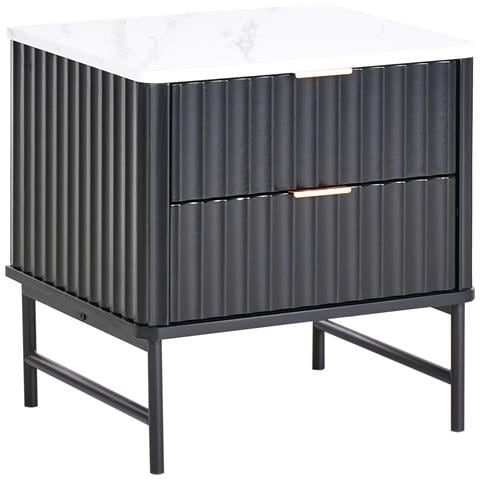 Comodino 2 Cassetti Glastonbury Marmo /nero - Foto 2