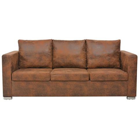 Divano A 3 Posti 191x73x82 Cm In Pelle Scamosciata Artificiale - Foto 1