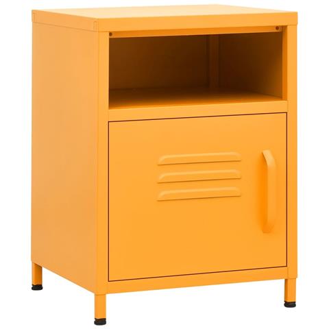 Lusso Casadino -  Comodino Giallo Senape 35x35x51 Cm In Acciaio - Foto 1