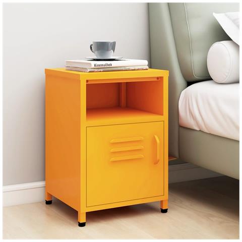 Lusso Casadino -  Comodino Giallo Senape 35x35x51 Cm In Acciaio - Foto 8