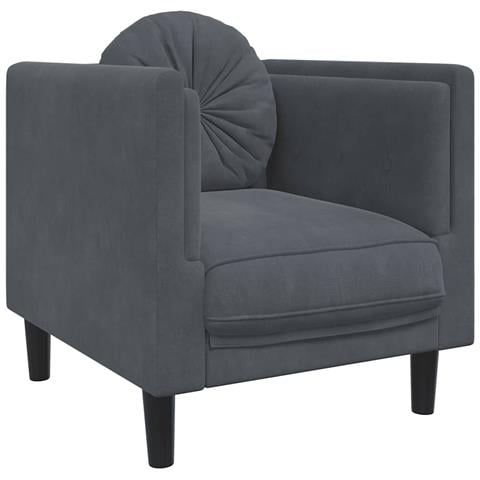 Lusso Casadino -  Poltrona Con Cuscino Grigio Scuro In Velluto - Foto 1