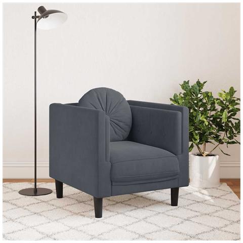 Lusso Casadino -  Poltrona Con Cuscino Grigio Scuro In Velluto - Foto 2