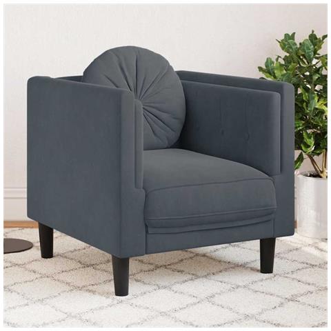 Lusso Casadino -  Poltrona Con Cuscino Grigio Scuro In Velluto - Foto 8