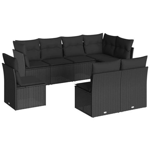 Set Divani da Giardino con Cuscini 8 pz Nero in Polyrattan - Foto 1