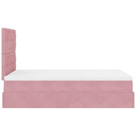 Struttura Letto Pouf con Materasso Rosa 120x200 cm Velluto - Foto 9