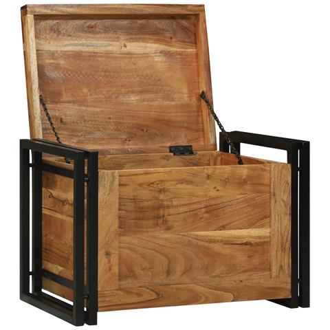 Scatola di Stoccaggio 60x40x41 cm in Legno Massello di Acacia - Foto 2