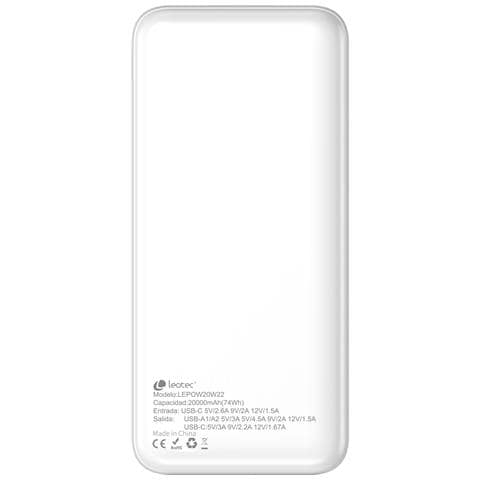 LEPOW20W22W batteria portatile Polimeri di litio (LiPo) 20000 mAh Bianco - Foto 1