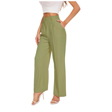 Pantaloni Da Donna A Vita Alta Gamba Larga Verde L - Foto 1