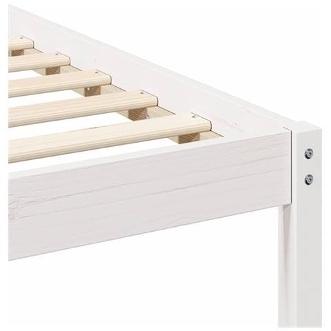 Rete letto con comodini Bianco Legno di pino massello - Foto 9